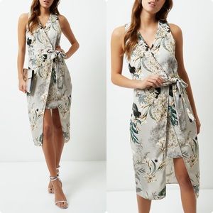 River Island Floral Midi Wrap Dress